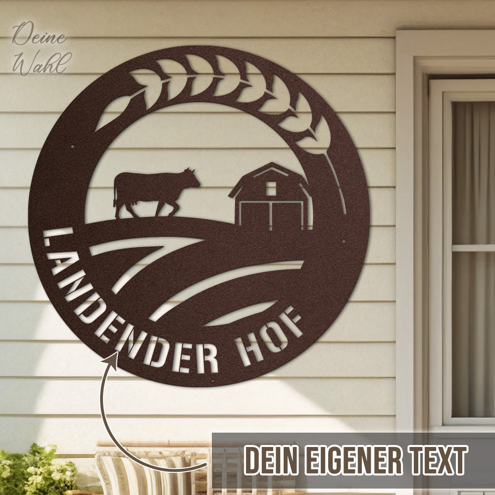 Hofschild - Kuh aus edlem Stahl (personalisierbar)