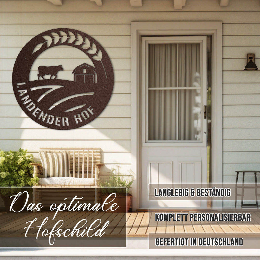 Hofschild - Kuh aus edlem Stahl (personalisierbar)