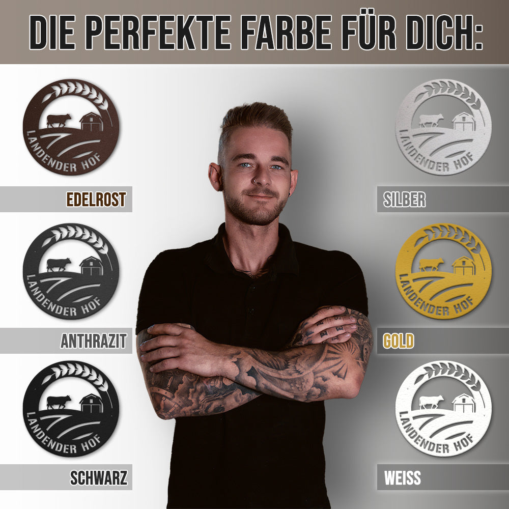 Hofschild - Kuh aus edlem Stahl (personalisierbar)