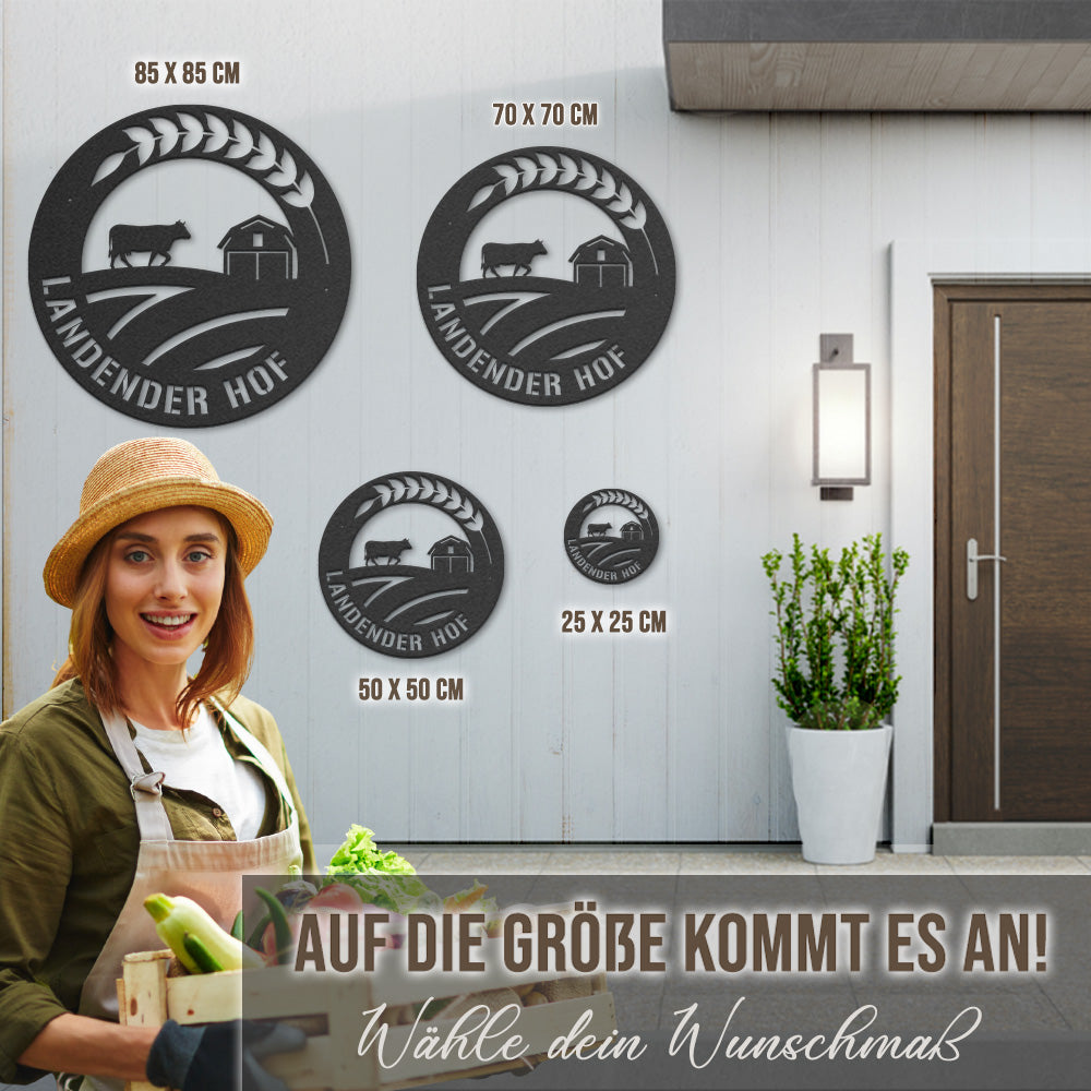 Hofschild - Kuh aus edlem Stahl (personalisierbar)