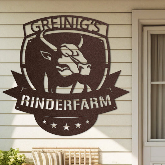 Hofschild - Stier aus edlem Stahl (personalisierbar)