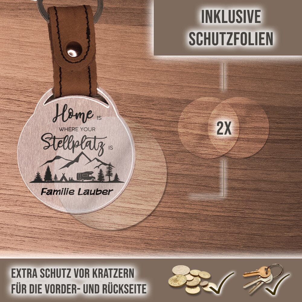Schlüsselanhänger - Home is where your Stellplatz is mit Wunschtext Schlüsselanhänger Craftbrothers