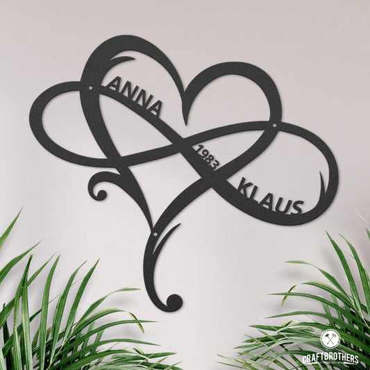 Infinity Herz mit Wunschtext aus edlem Stahl (personalisierbar) Craftbrothers