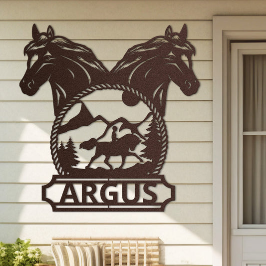 Hofschild - Islandpferde aus edlem Stahl (personalisierbar)