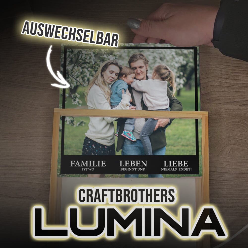 "Craftbrothers Lumina" - Familie ist, wo Leben beginnt und Liebe niemals endet! Leuchtkasten Craftbrothers