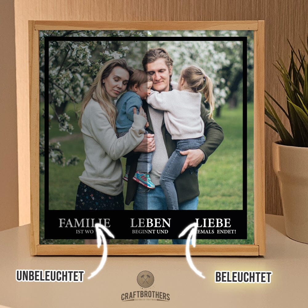 "Craftbrothers Lumina" - Familie ist, wo Leben beginnt und Liebe niemals endet! Leuchtkasten Craftbrothers