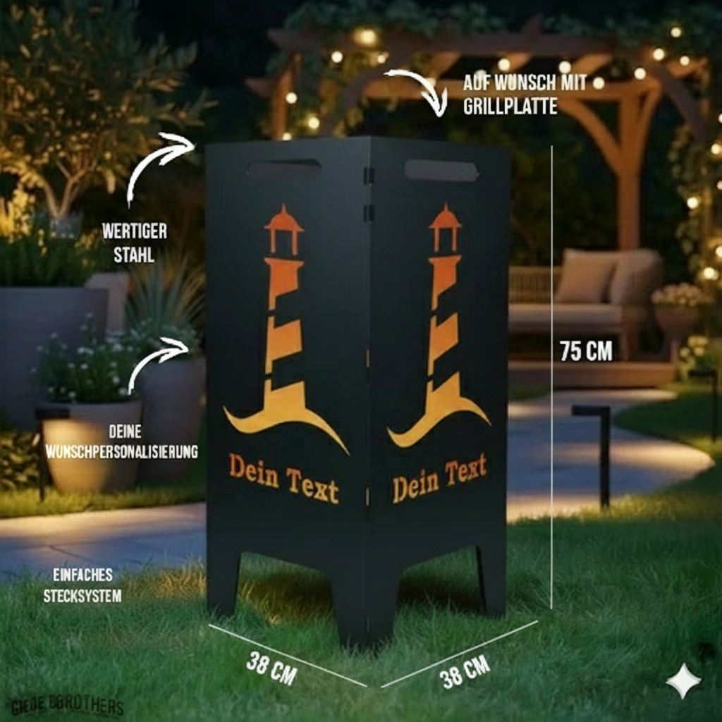 Feuertonne Leuchtturm aus edlem Stahl