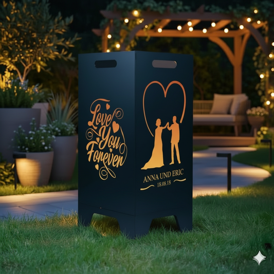 Feuertonne personalisierbar - Hochzeit - Love you forever aus edlem Stahl