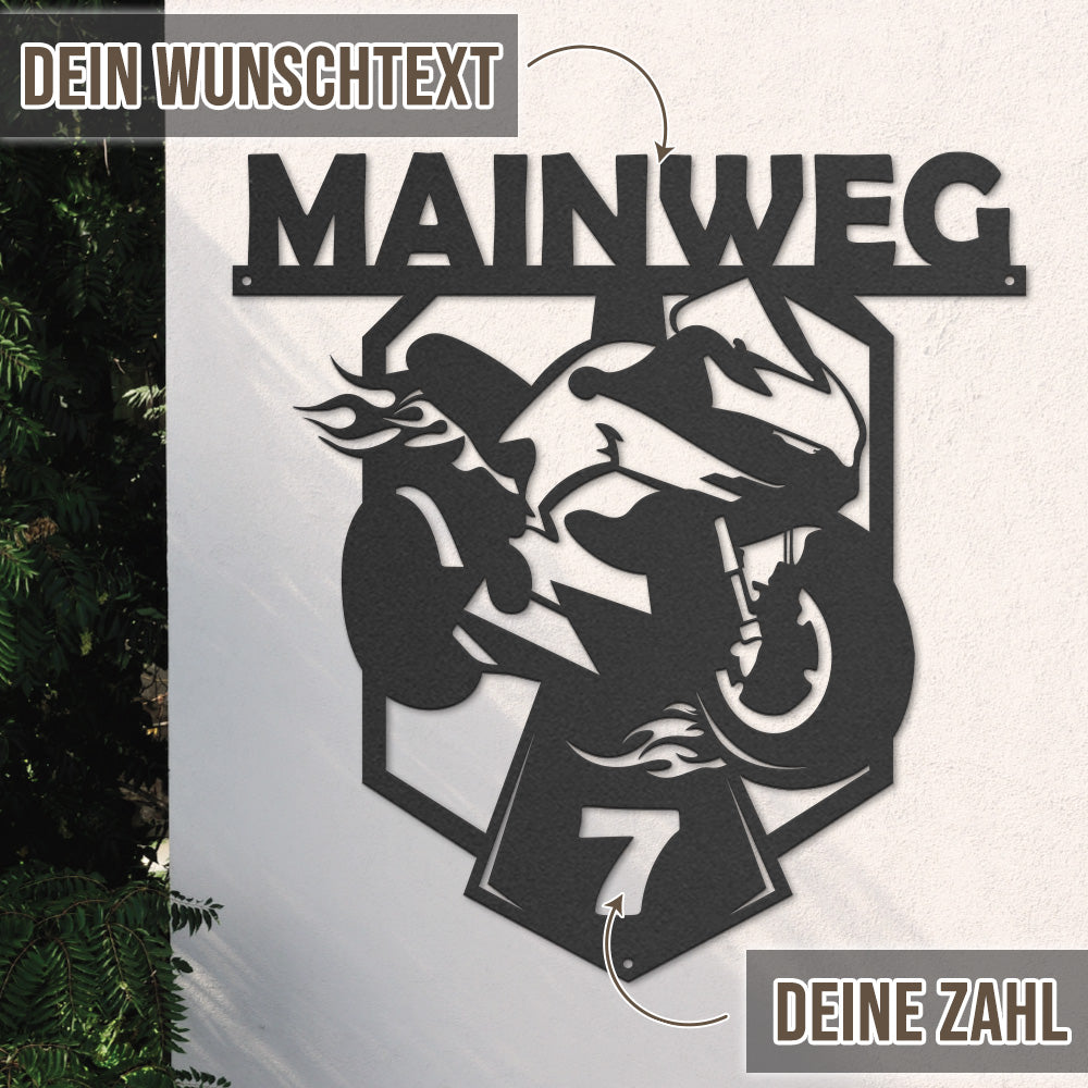 Motorrad Monogramm aus edlem Stahl (personalisierbar)