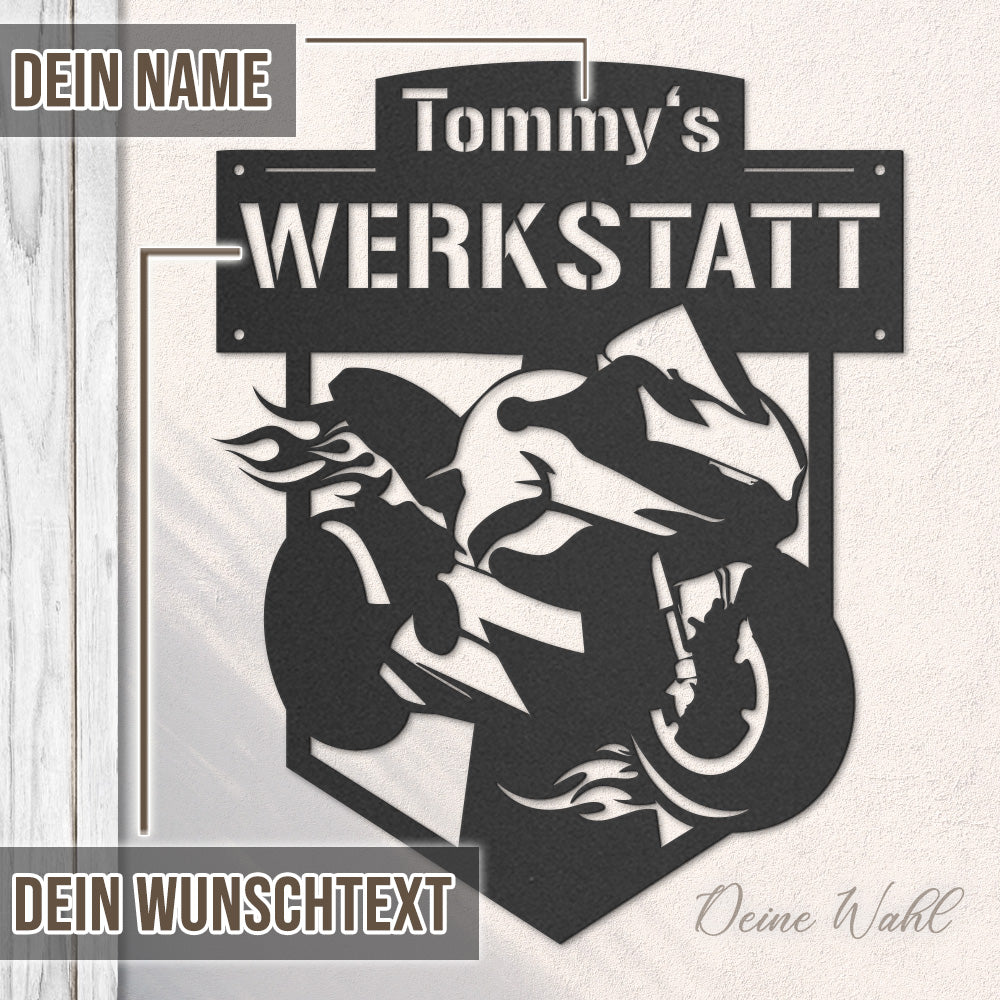 Motorrad inkl. Wunschtext aus edlem Stahl (personalisierbar)