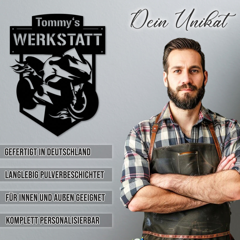 Motorrad inkl. Wunschtext aus edlem Stahl (personalisierbar)