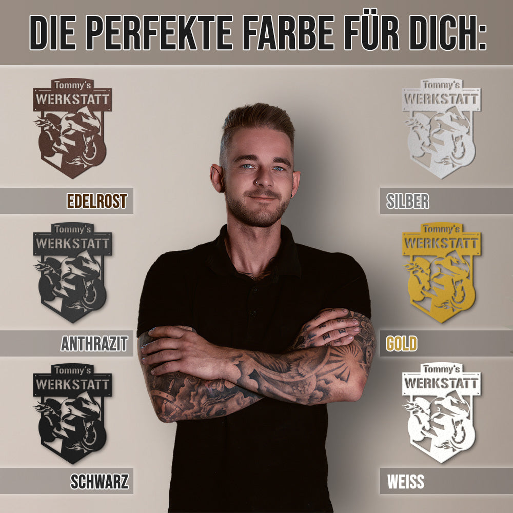 Motorrad inkl. Wunschtext aus edlem Stahl (personalisierbar)