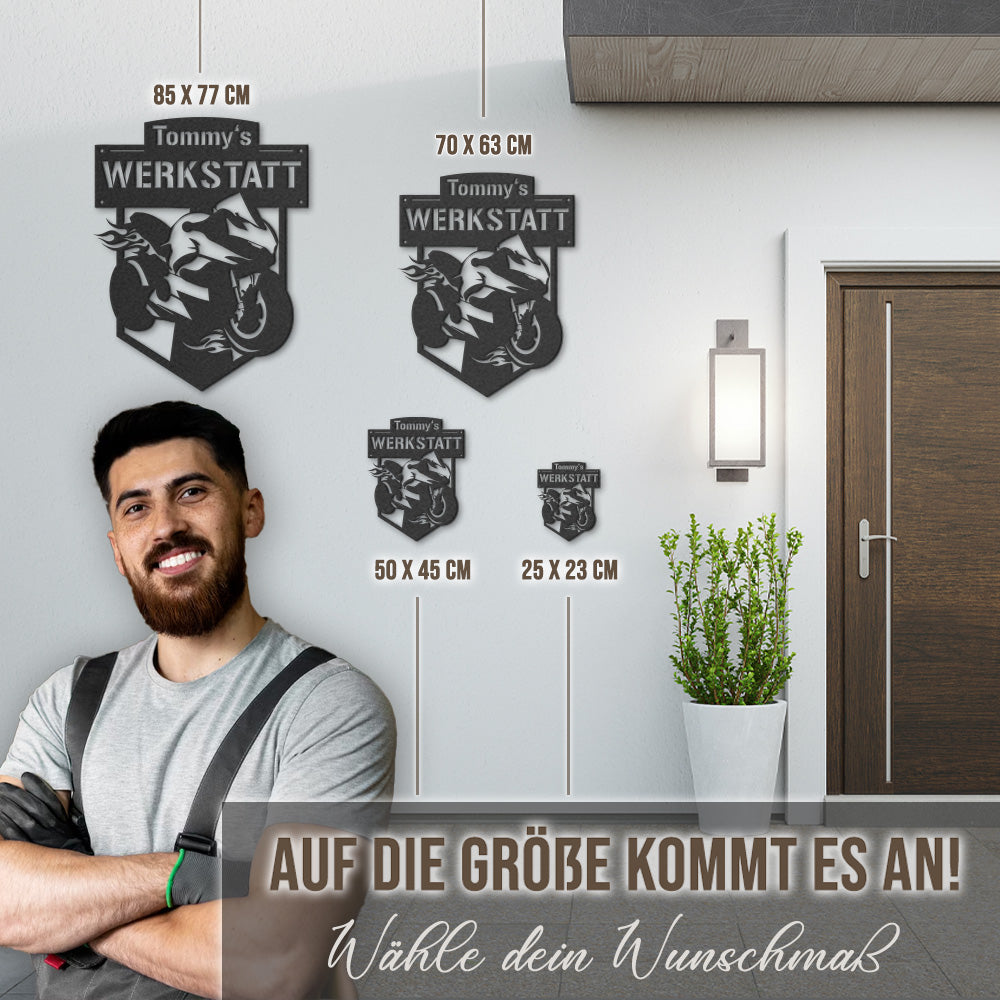 Motorrad inkl. Wunschtext aus edlem Stahl (personalisierbar)