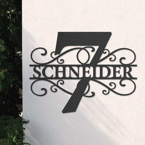 Hausnummer-Türschild Ornamental Style mit Familiennamen (personalisierbar) Hausnummer Craftbrothers
