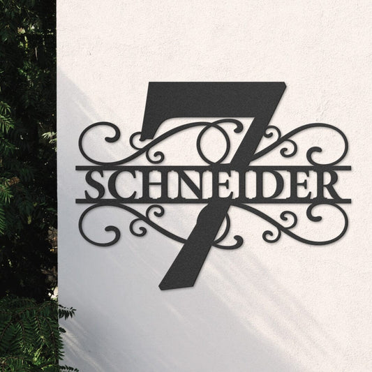 Hausnummer-Türschild Ornamental Style mit Familiennamen (personalisierbar) Hausnummer Craftbrothers