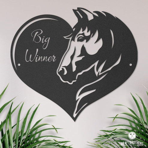 Pferdeschild Herz mit Wunschtext Craftbrothers