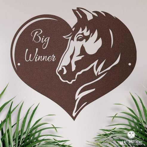 Pferdeschild Herz mit Wunschtext Craftbrothers