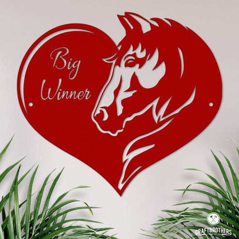 Pferdeschild Herz mit Wunschtext Craftbrothers