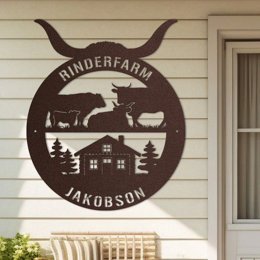 Hofschild - Rinder aus edlem Stahl (personalisierbar)