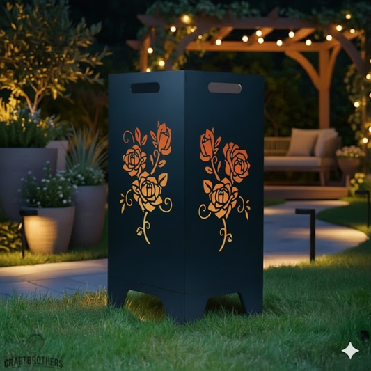 Feuertonne Rosenstrauß aus edlem Stahl