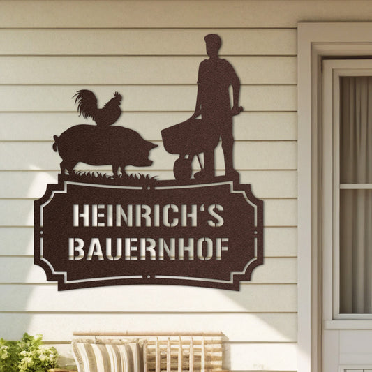 Hofschild - Schubkarre aus edlem Stahl (personalisierbar)