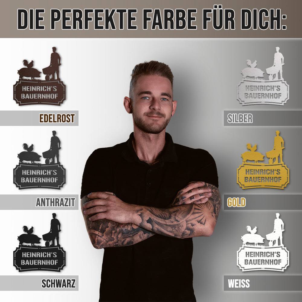 Hofschild - Schubkarre aus edlem Stahl (personalisierbar)