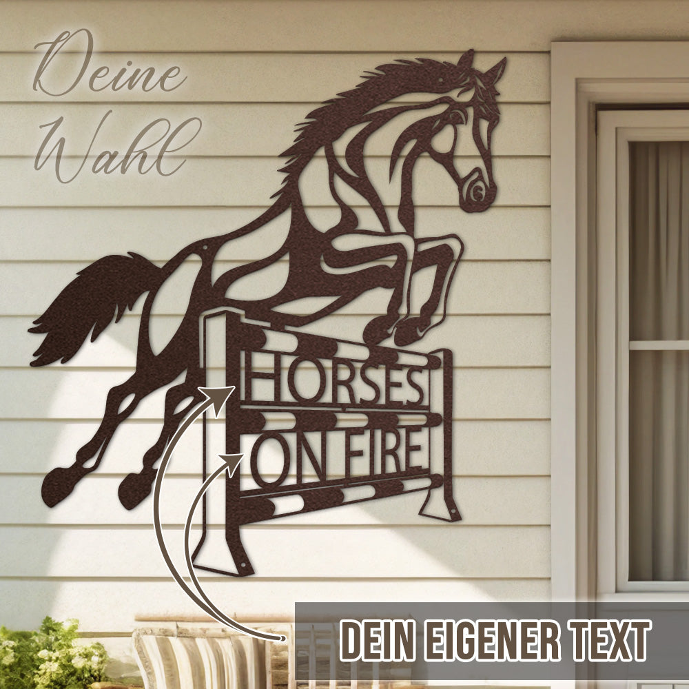 Hofschild - Springpferd aus edlem Stahl (personalisierbar)