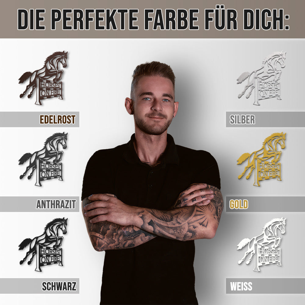 Hofschild - Springpferd aus edlem Stahl (personalisierbar)