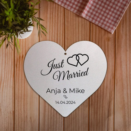 Stahl-Herz Just married - personalisiert Craftbrothers