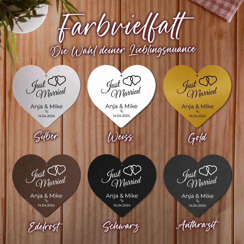 Stahl-Herz Just married - personalisiert Craftbrothers