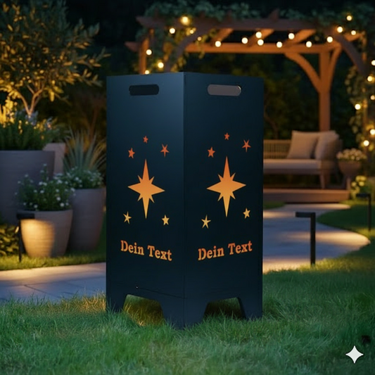 Feuertonne Sterne aus edlem Stahl