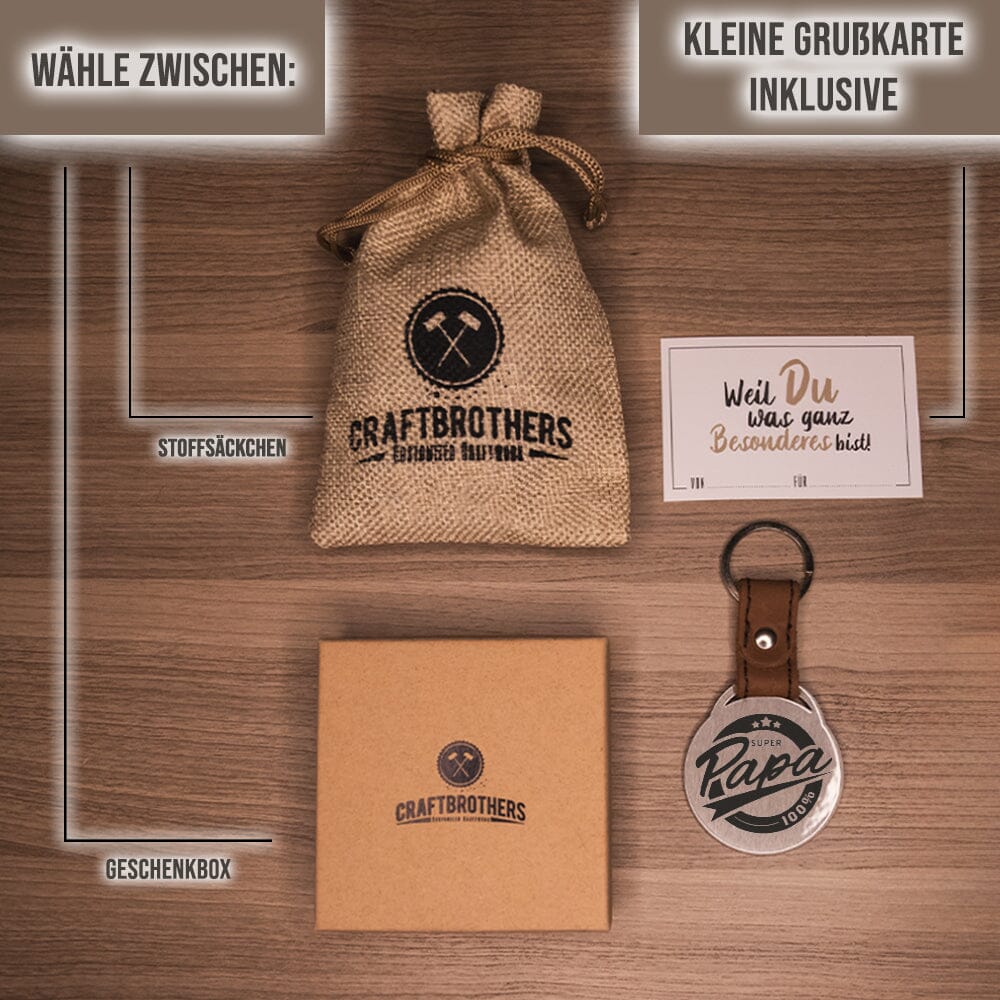 Foto - Schlüsselanhänger - 100% Super Papa! - zum Vatertag Schlüsselanhänger Craftbrothers