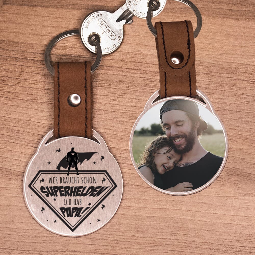 Foto - Schlüsselanhänger - Wer braucht schon Superhelden- ich hab' Papa! Schlüsselanhänger Craftbrothers