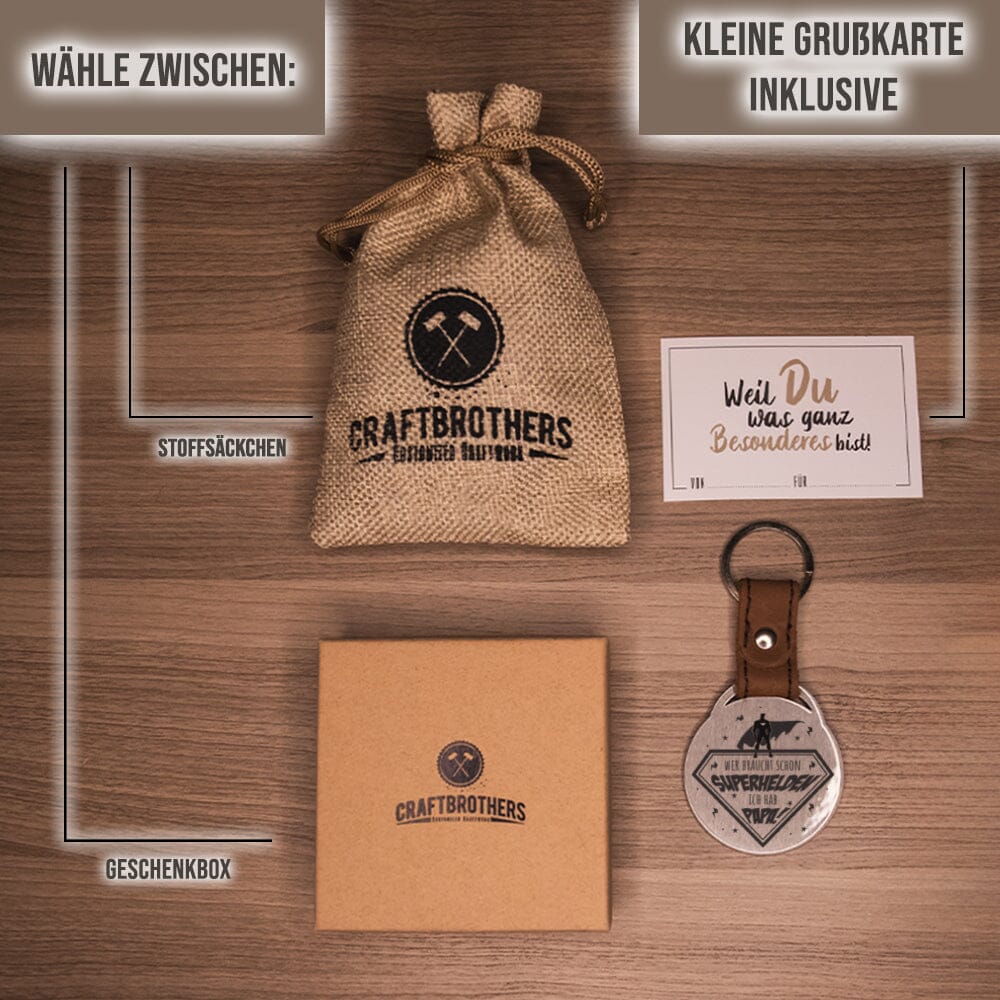 Foto - Schlüsselanhänger - Wer braucht schon Superhelden- ich hab' Papa! Schlüsselanhänger Craftbrothers