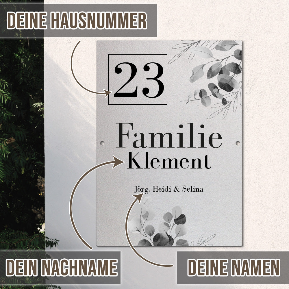 Türschild - Flower aus edlem Stahl (personalisierbar)
