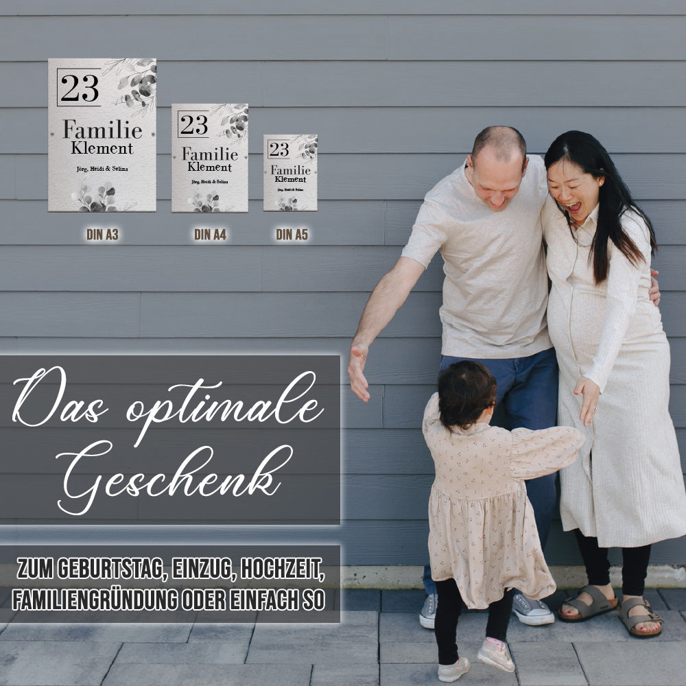 Türschild - Flower aus edlem Stahl (personalisierbar)