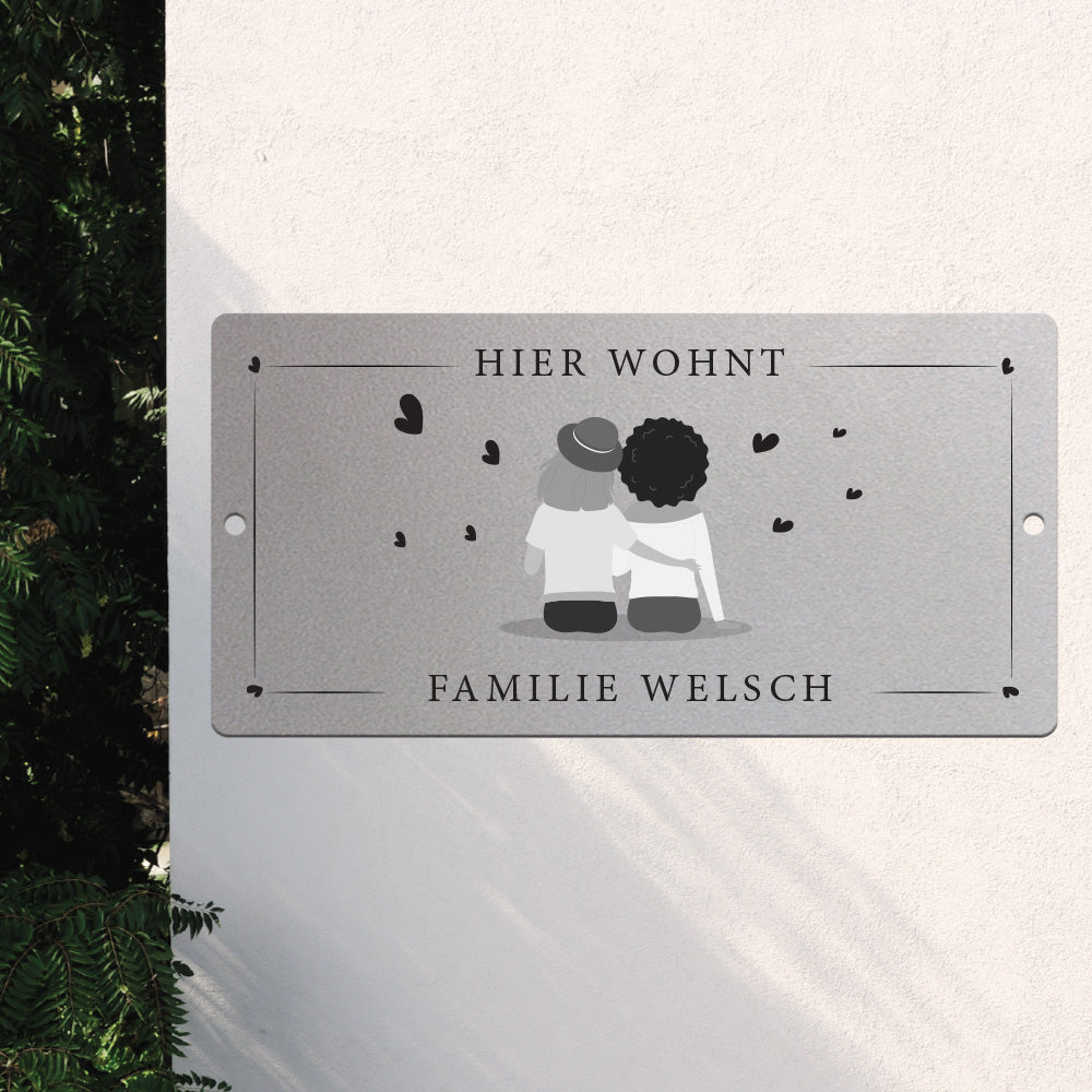 Türschild We are family - Zwei Frauen (personalisierbar)