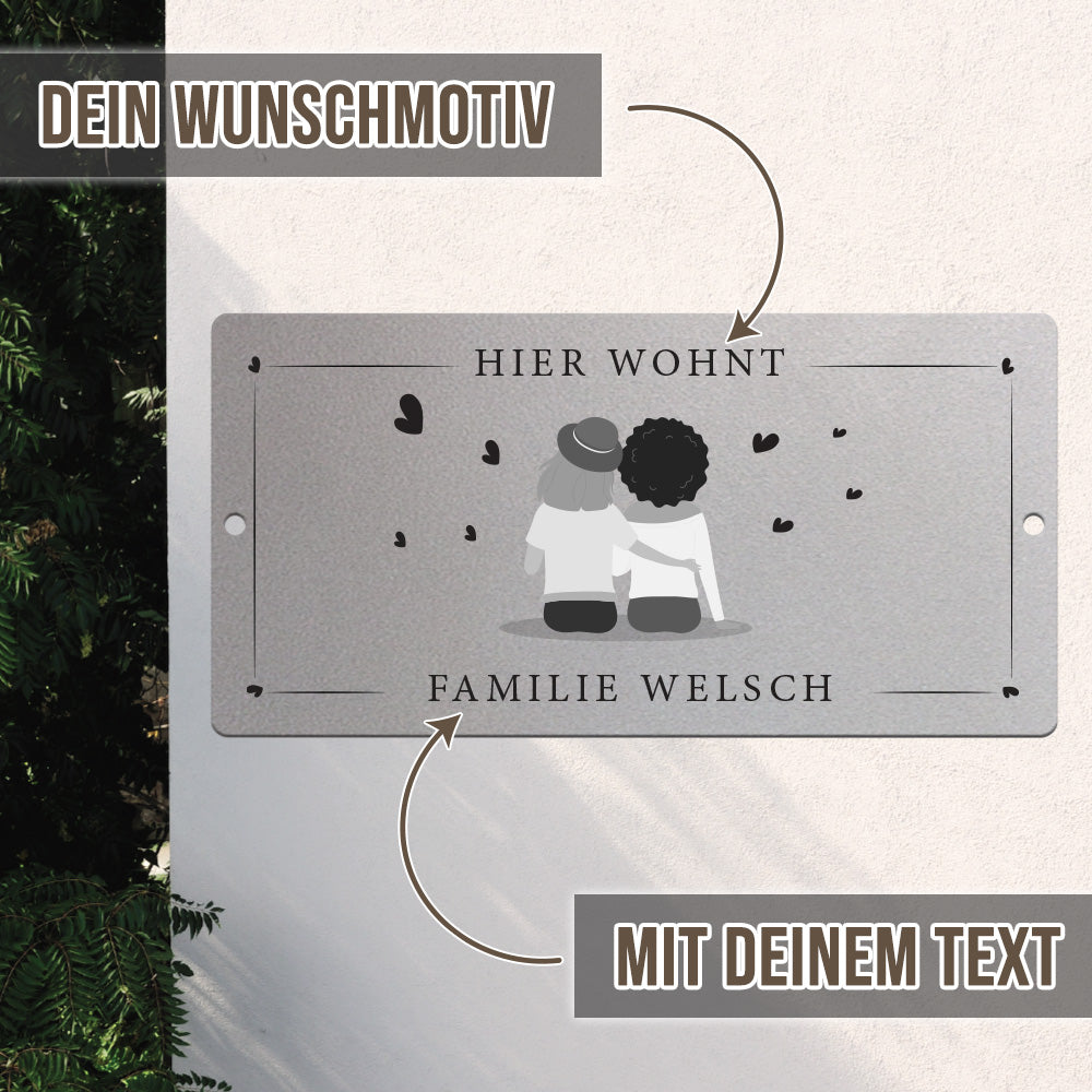 Türschild We are family - Zwei Frauen (personalisierbar)