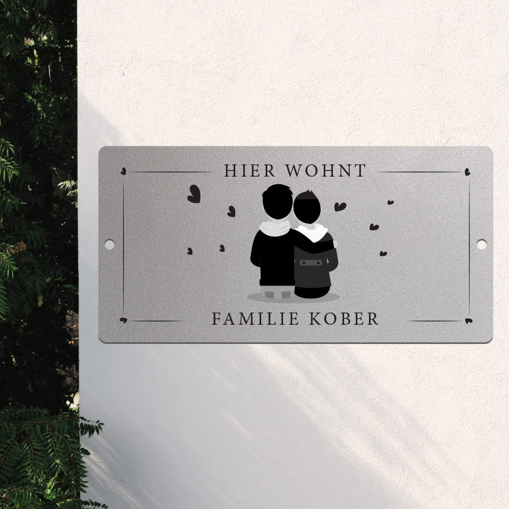 Türschild We are family - Zwei Männer (personalisierbar)