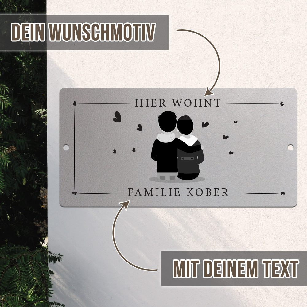Türschild We are family - Zwei Männer (personalisierbar)