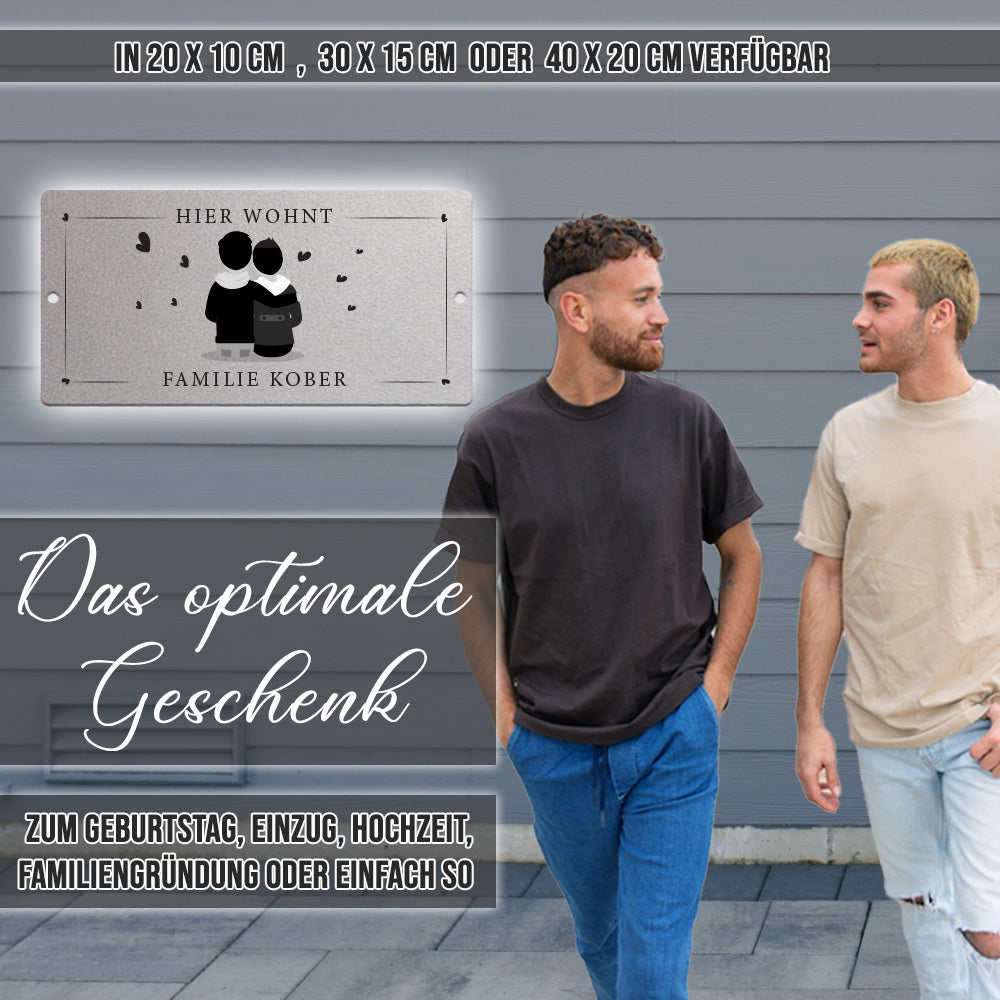 Türschild We are family - Zwei Männer (personalisierbar)