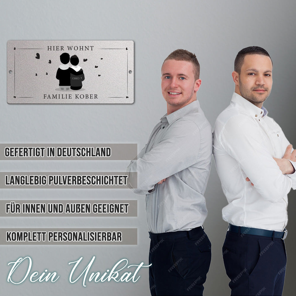 Türschild We are family - Zwei Männer (personalisierbar)