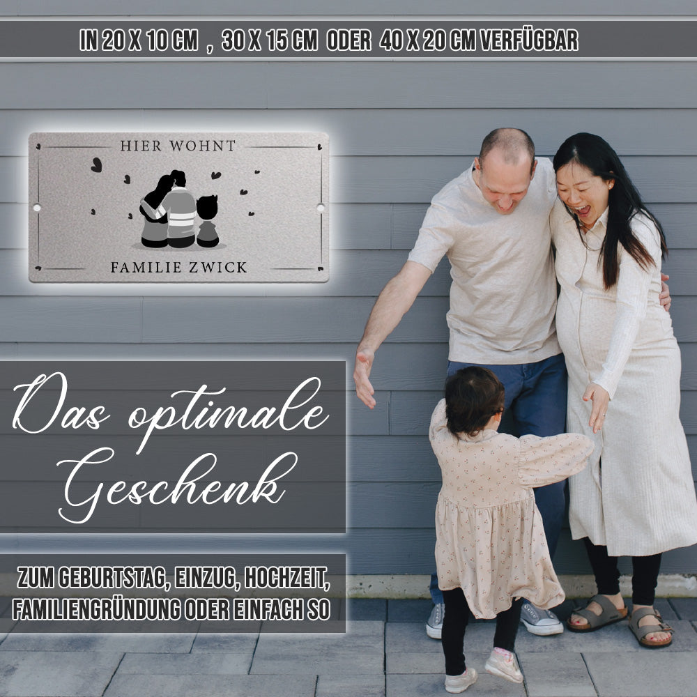 Türschild We are family - Eltern und 1 Sohn (personalisierbar)