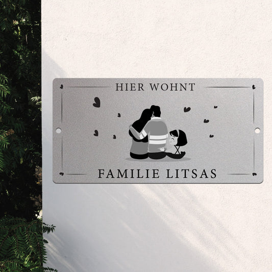 Türschild We are family - Eltern und 1 Tochter (personalisierbar)
