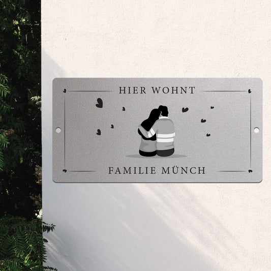 Türschild We are family - Mann & Frau (personalisierbar)