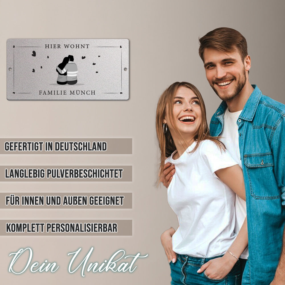 Türschild We are family - Mann & Frau (personalisierbar)