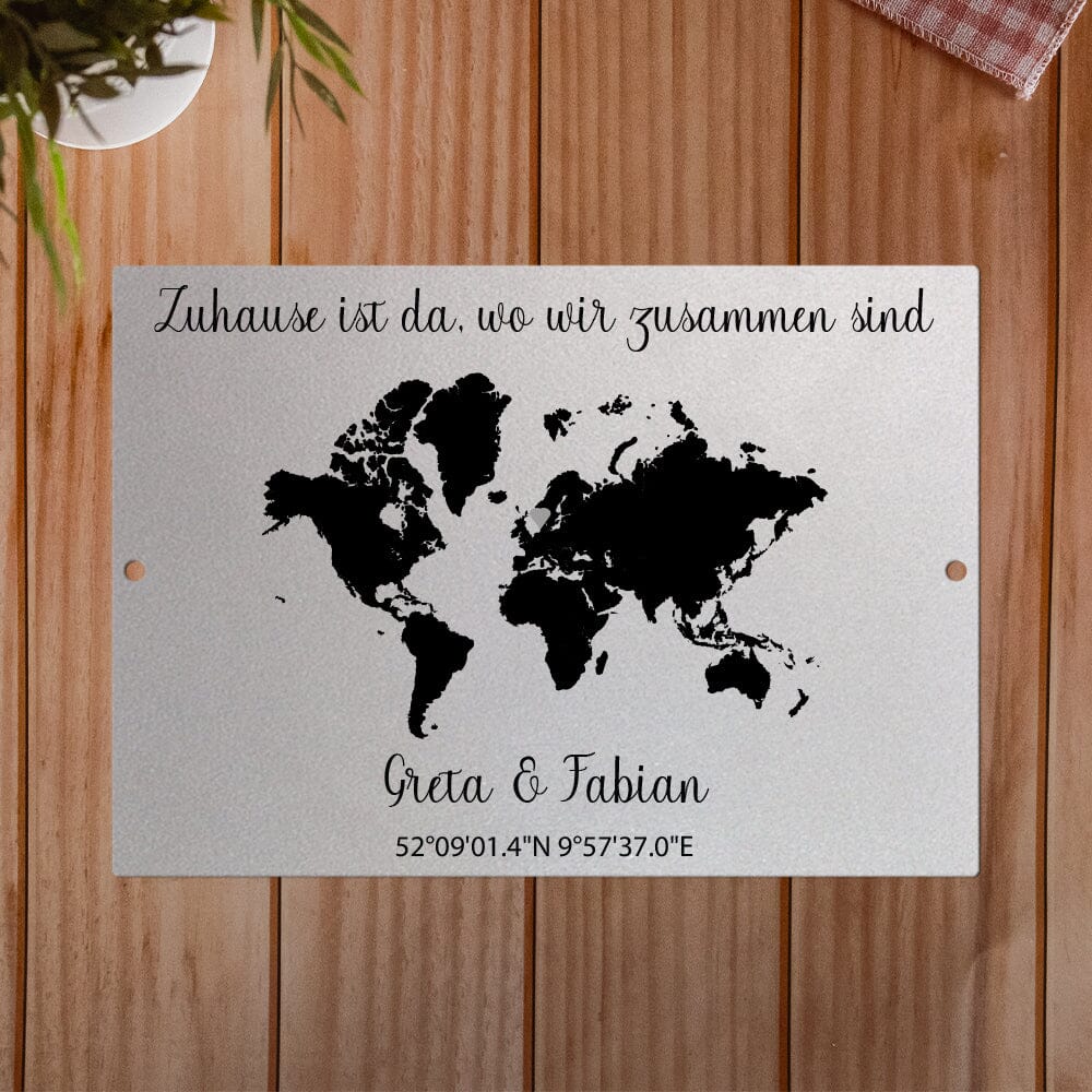 Geschenk Weltkarte mit Koordinaten - personalisiert Tafel Craftbrothers