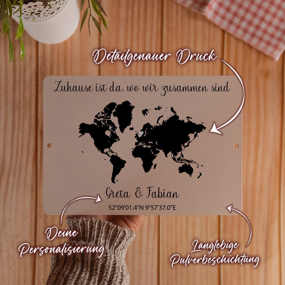 Geschenk Weltkarte mit Koordinaten - personalisiert Tafel Craftbrothers