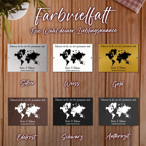 Geschenk Weltkarte mit Koordinaten - personalisiert Tafel Craftbrothers