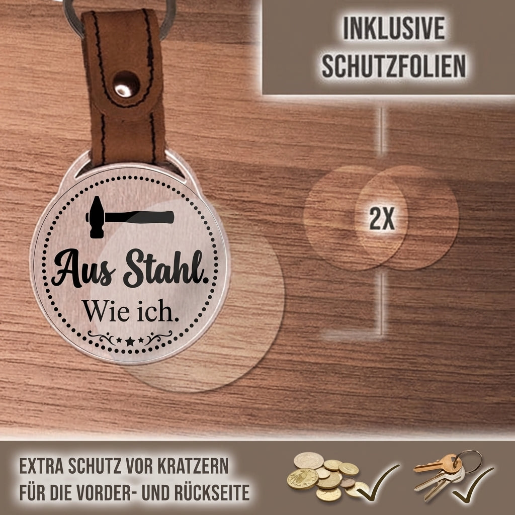 Personalisierter Foto-Schlüsselanhänger "Aus Stahl. Wie ich." Craftbrothers